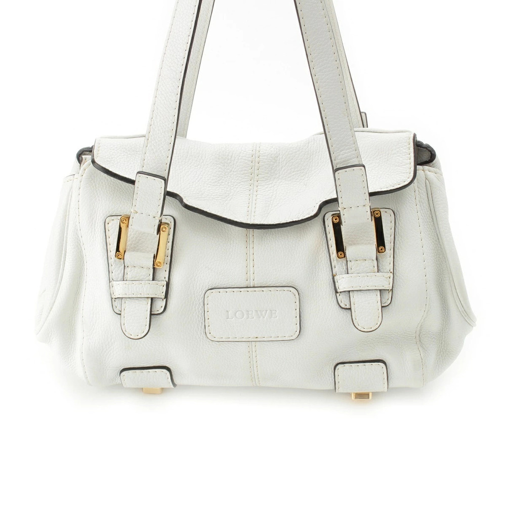 Loewe White Handbag Embossed Leather White